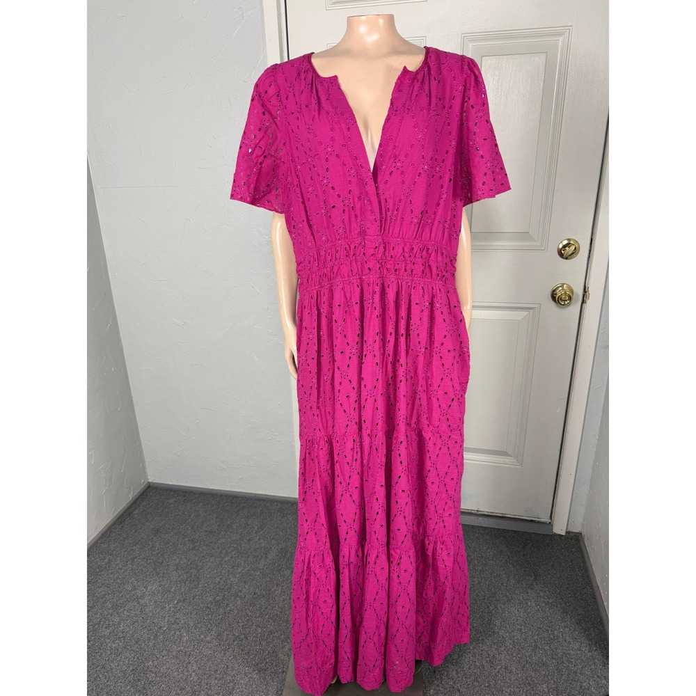 NEW Anthropologie Maeve Dress XL Somerset Eyelet Maxi Cotton Pockets D3-24